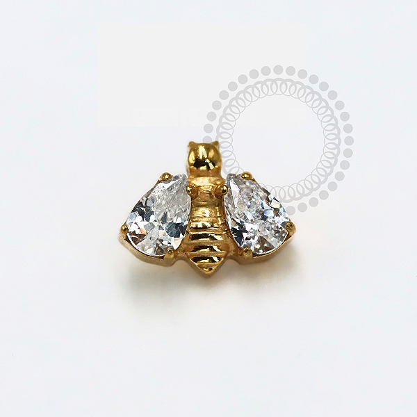 TN1205 Topo Abelha Zirconias Titânio PVD Gold