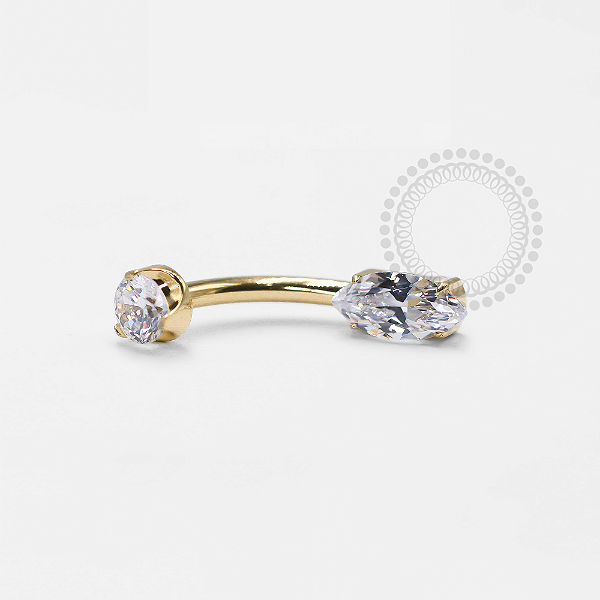 TN1254 Navel Zirconia Navete Titânio PVD Gold