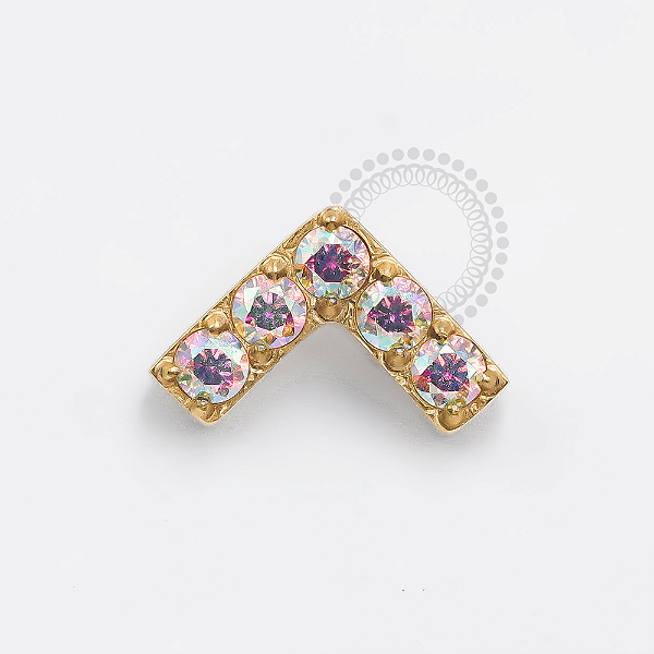 TN1289 Topo Em V Cravejado Titânio PVD Gold