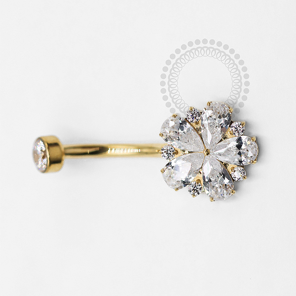 TN1304 Navel Big Flor Titânio PVD Gold