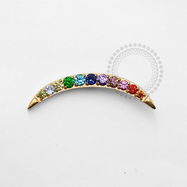 TN1319 Topo Cluster Lua Rainbow Titânio PVD Gold