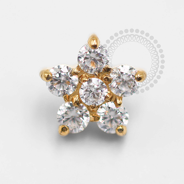 TN1363 Topo Flor Zircônia Titânio PVD Gold