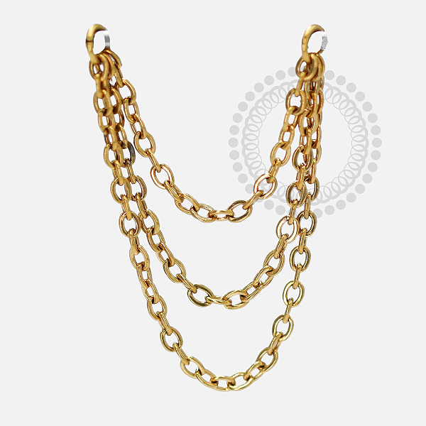 TN1372 Corrente Elo Triplo 0.8mm Titânio PVD Gold