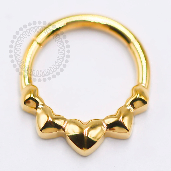 TN1412 Segmento Frontal 8mm Corações Titânio PVD Gold
