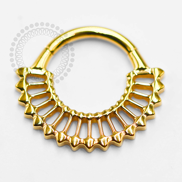 TN1414 Segmento Frontal 8mm Egípcio Vazado Titânio PVD Gold