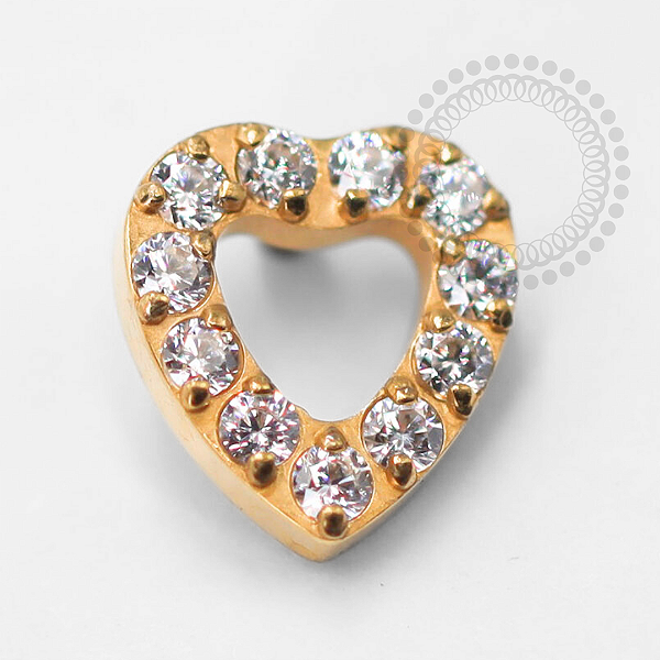 TN1428 Topo Coração Cravejado Titânio PVD Gold