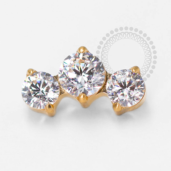 TN1442 Topo Cluster 3 CZ Titânio PVD Gold