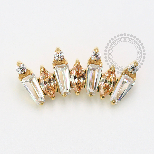 TN1488 Topo Cluster Champanhe Cristal Titânio PVD Gold