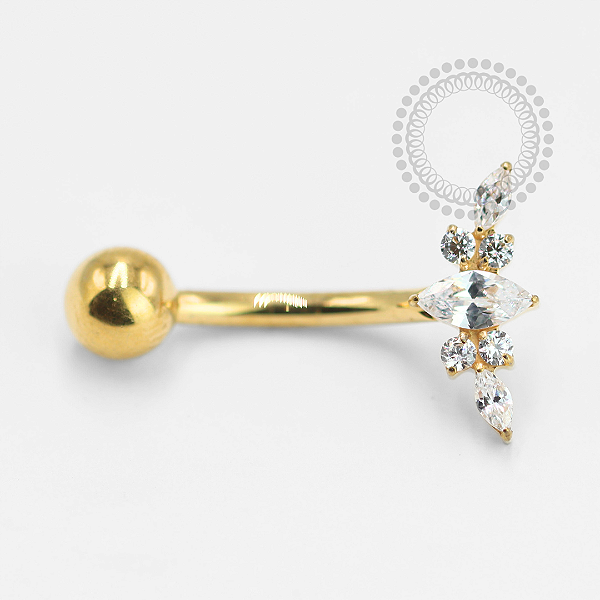 TN1492 Navel Brisa Floral Titânio PVD Gold