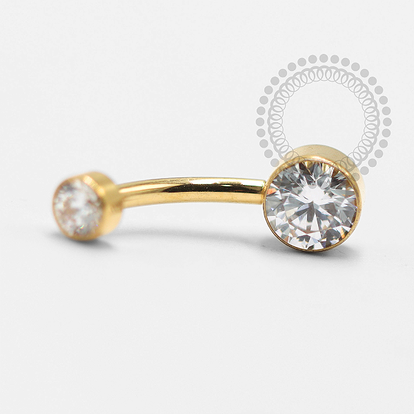 TN1500 Navel Zirconia Flat Titânio PVD Gold