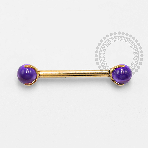 TN1549 Nipple Ametista Sintética Titânio PVD Gold