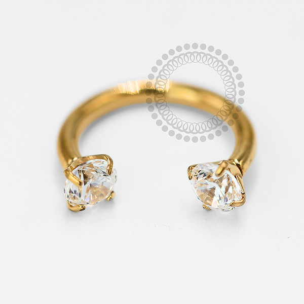 TN1553 Ferradura Zirconias 8mm Titânio PVD Gold