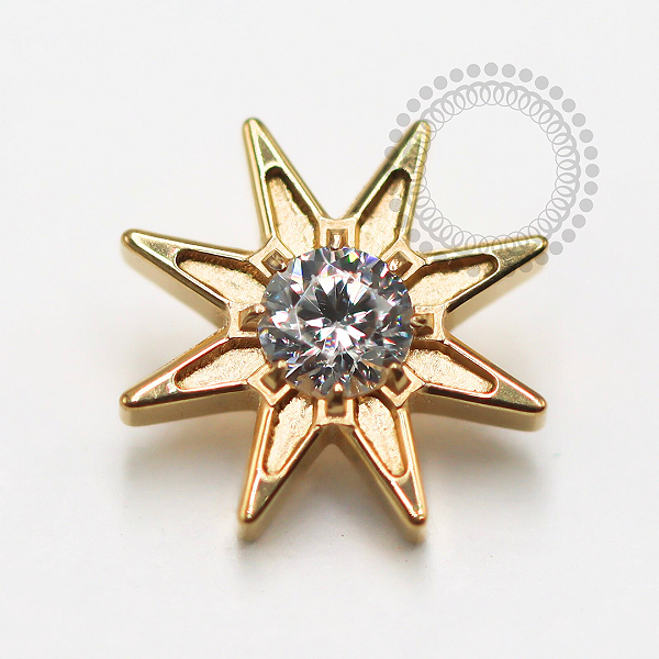 TN1581 Topo Estrela 8 Pontas CZ Titânio PVD Gold