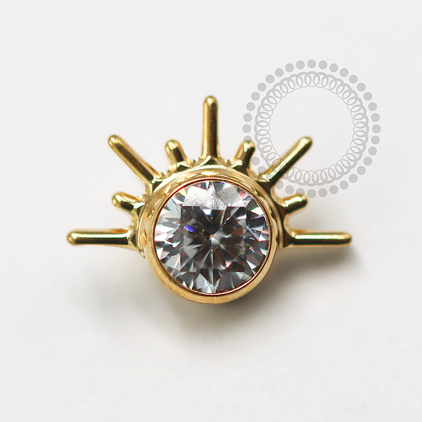 TN1589 Topo Zirconia Raios de Sol Titânio PVD Gold