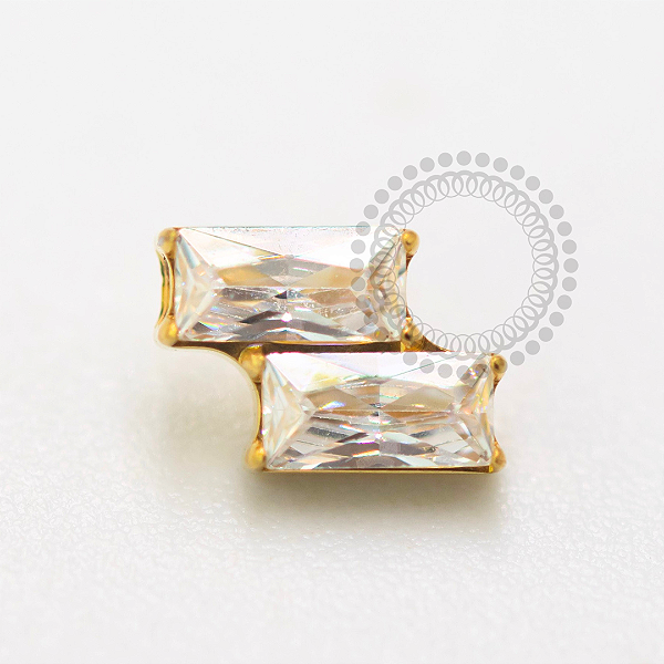 TN1626 Topo CZ Baguette Dupla Titanio PVD Gold