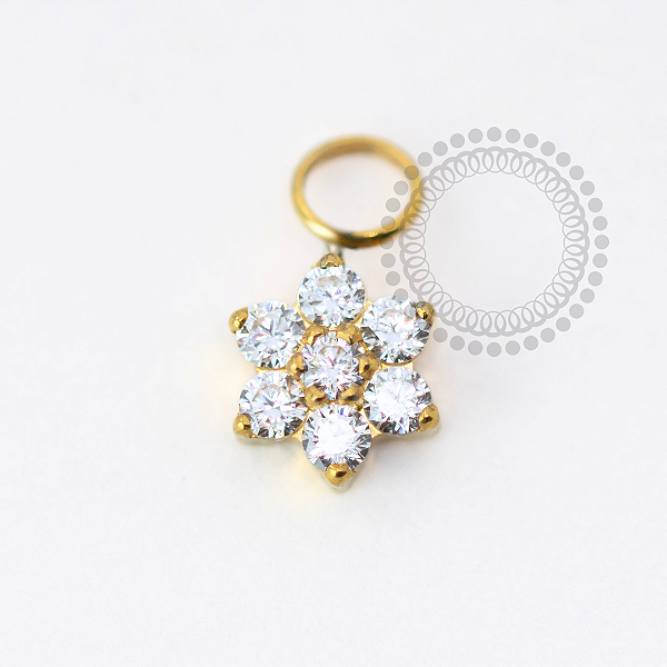 TN1634 Pingente Flor CZ Titanio PVD Gold