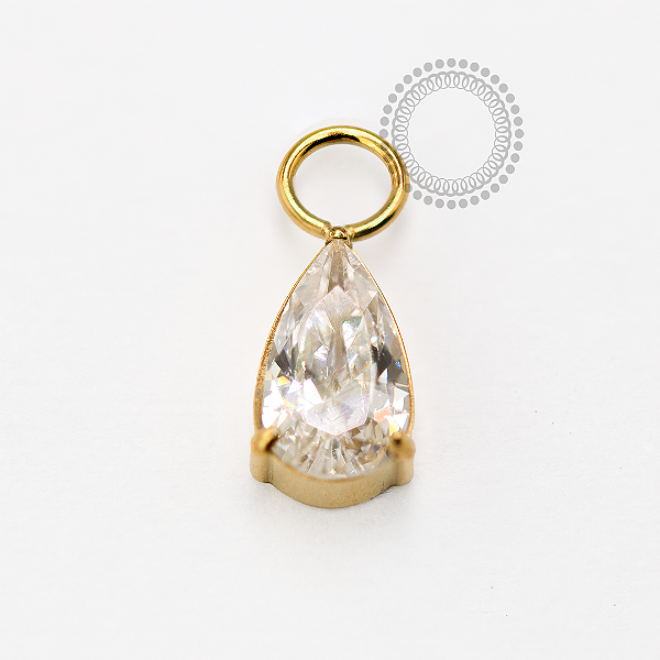 TN1693 Pingente Gota Cristal Titânio PVD Gold