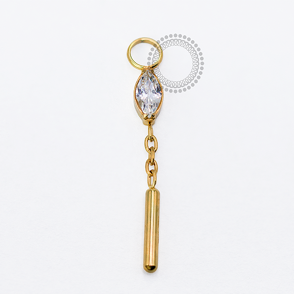 TN1704 Pingente Navete CZ com Barra Titânio PVD Gold