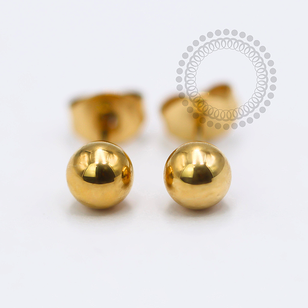 TN1724 Brinco Esfera Tarraxa Borboleta Titânio PVD Gold