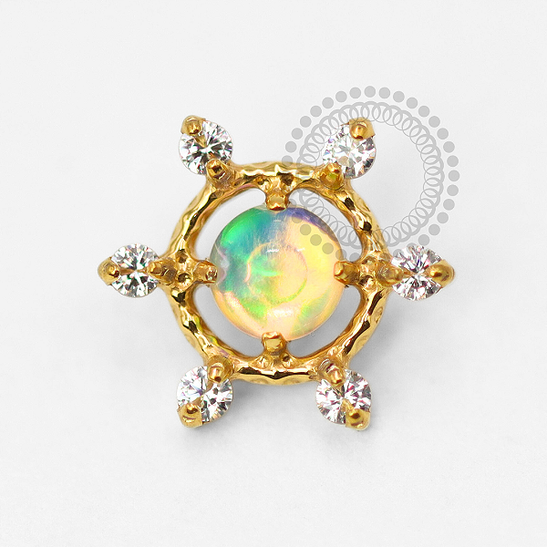 TN1751 Topo Sol Opala Jelly e CZ Titânio PVD Gold