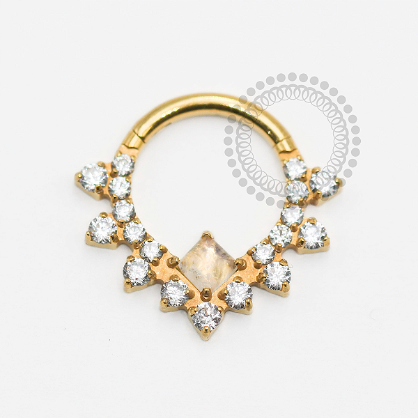 TN1771 Segmento Frontal 8mm CZ 1 Pedra Moon Titânio PVD Gold