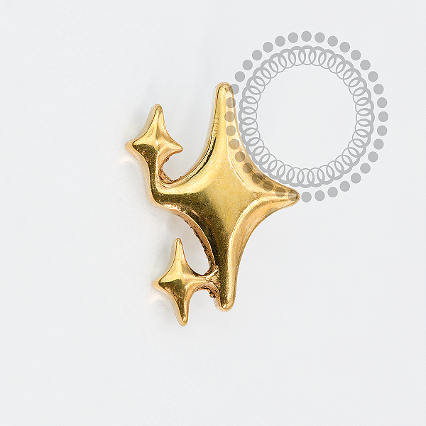 TN1783 Topo 3 Estrelas 3D Titânio PVD Gold