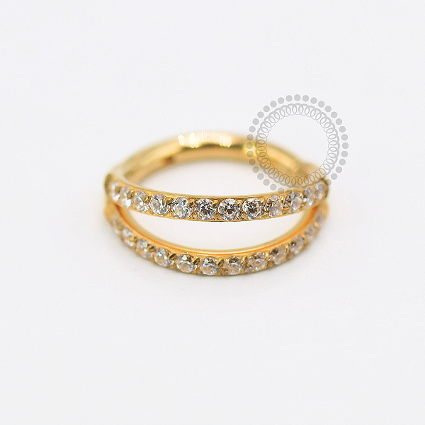 TN1787 Segmento Cravejado Duplo Aberto Titânio PVD Gold
