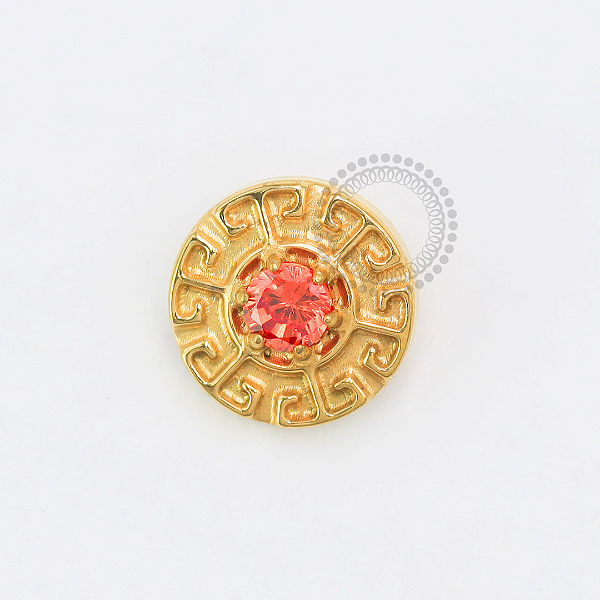 TN1794 Topo Sol Inca CZ Laranja Titânio PVD Gold