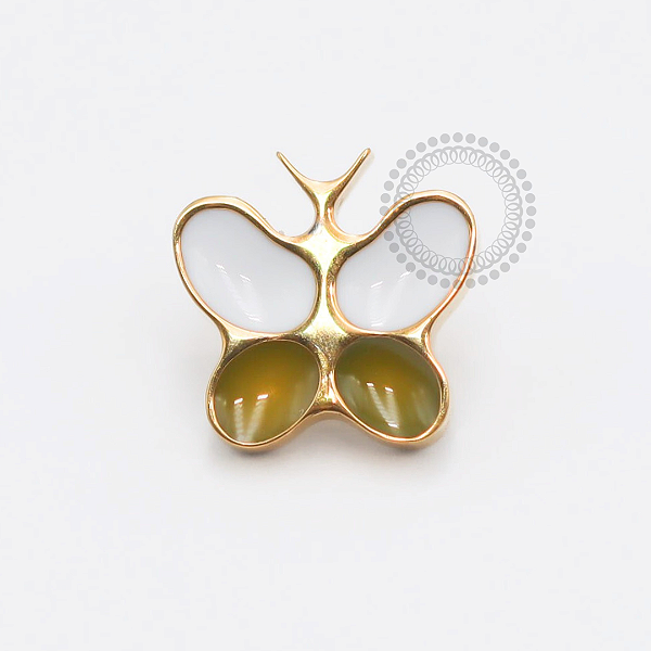 TN1811 Topo Borboleta Resina Titânio PVD Gold