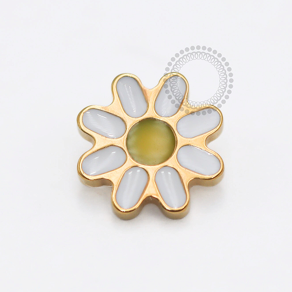 TN1813 Topo Margarida Resinada Titânio PVD Gold