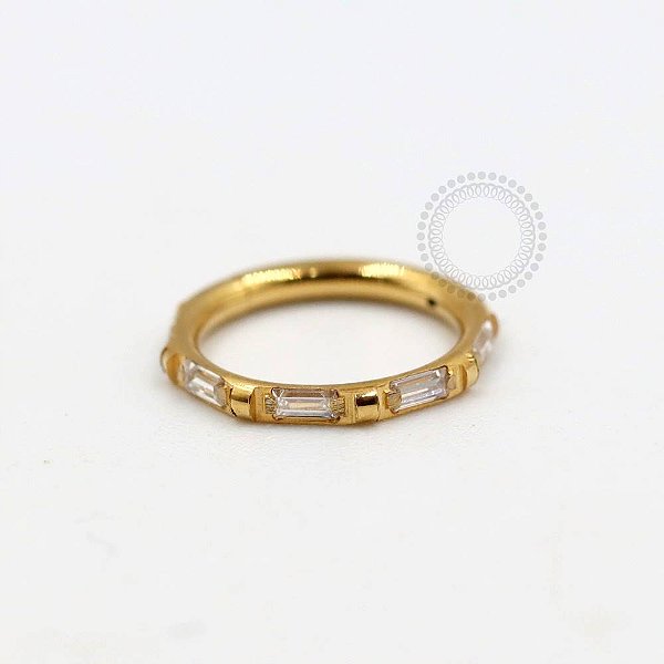 TN219 Segmento CZ Retangulares Titânio PVD Gold