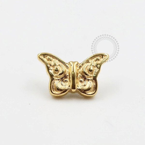 TN324 Topo Borboleta Asas Decoradas Titânio PVD Gold