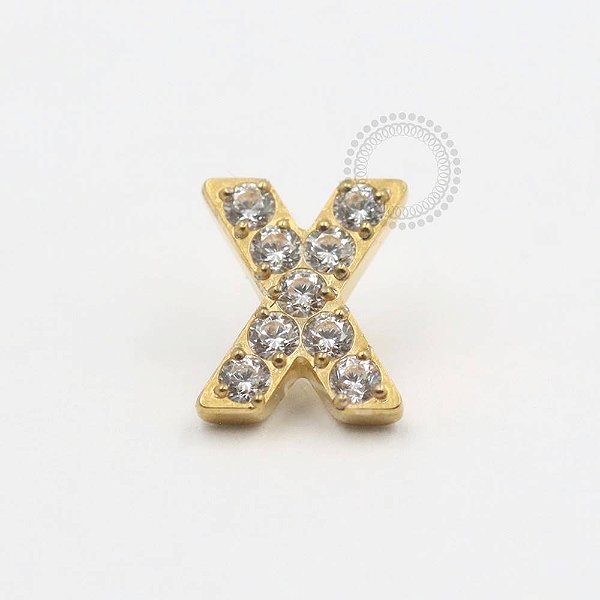 TN538 Topo X Cravejado Titânio PVD Gold