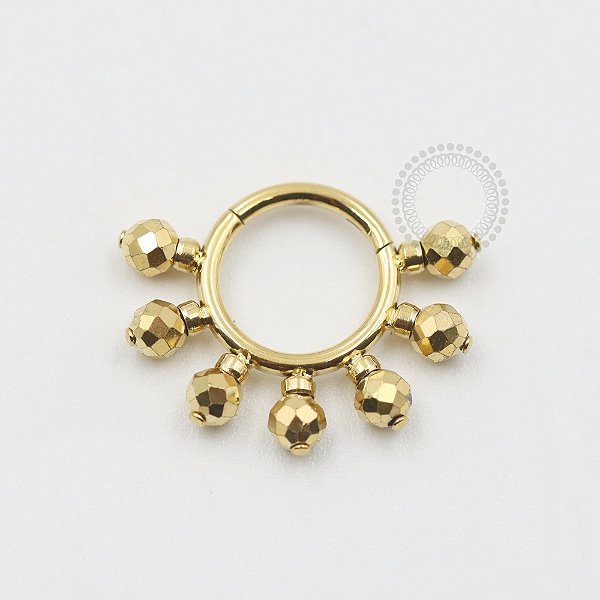 TN548 Segmento Frontal 7 Esferas Titânio PVD Gold