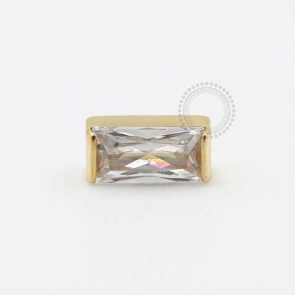 TN615 Topo Baguette CZ Titânio PVD Gold