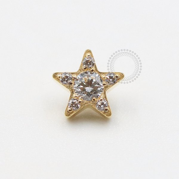 TN640 Topo Estrela Cravejada Titânio PVD Gold