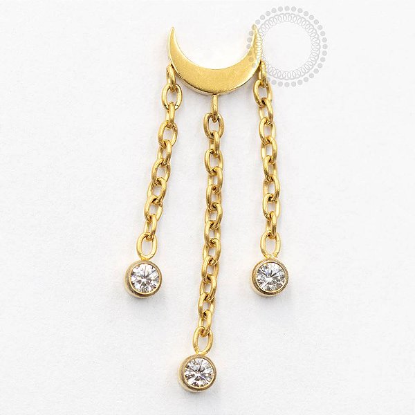 TN740 Topo Lua Três Correntes Titânio PVD Gold