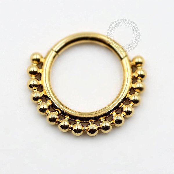 TN821 Segmento Frontal 8mm Esferas Titânio PVD Gold