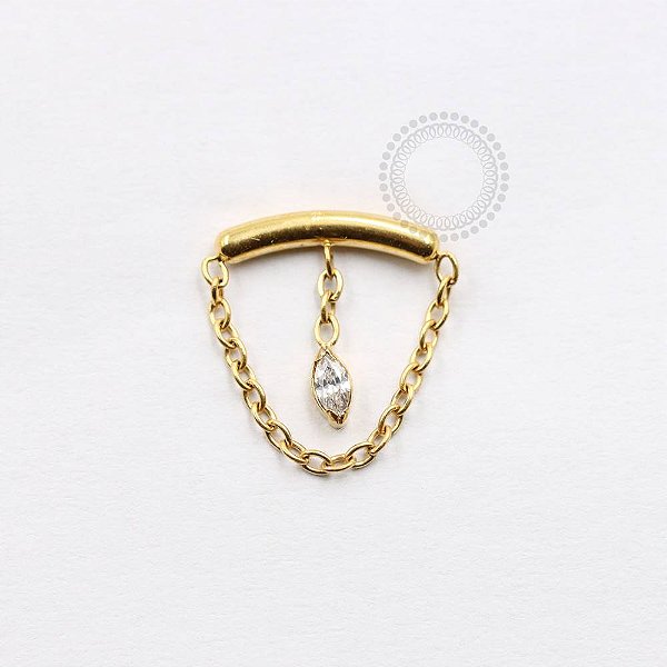 TN899 Topo Arco Pingente Corrente Navete Titânio PVD Gold