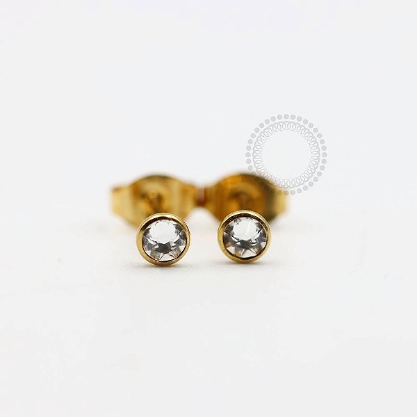 TN915 Brinco Cristal Titânio PVD Gold