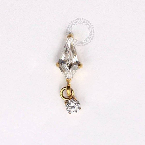 TN918 Topo Losango Pingente CZ Titânio PVD Gold