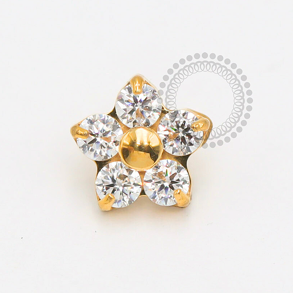 TN960 Topo Flor Zircônias 4.5mm Titânio PVD Gold