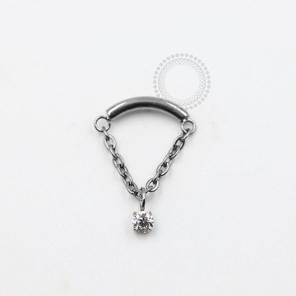 TN1021 Topo Arco Corrente com 1 CZ Titânio ASTM-136