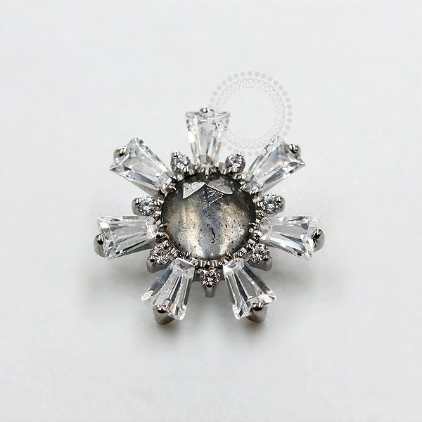 TN1096 Topo Big Flor  Zirconia e Labradorite Titânio ASTM F136