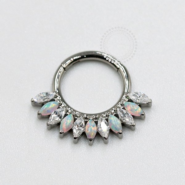 TN1129 Segmento 8mm Navetes CZ Opalas Titânio ASTM F136