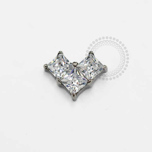 TN1272 Topo Coração Geométrico Zirconia Titânio ASTM F-136