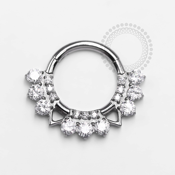 TN1310 Segmento 8mm Frontal 9 CZ  Triângulos Titânio ASTM F136