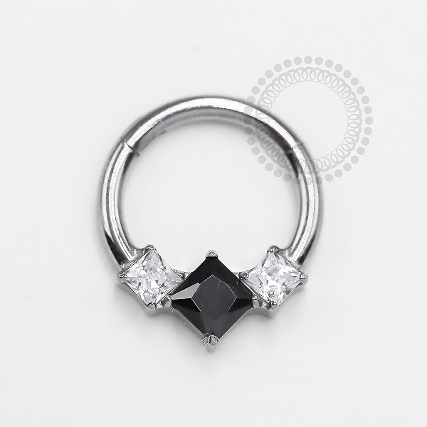 TN1312 Segmento 8mm CZ Cristal-Black Titânio ASTM F136