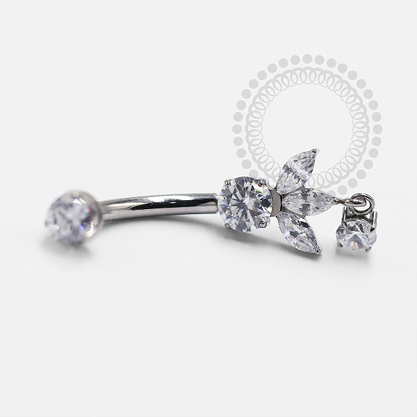 TN1330 Navel CZ 3 Pétalas Pingente CZ Titânio ASTM F-136