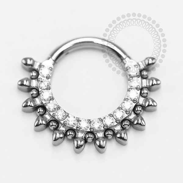 TN1360 Segmento Frontal 8mm CZ com Espinhos Titânio ASTM F136